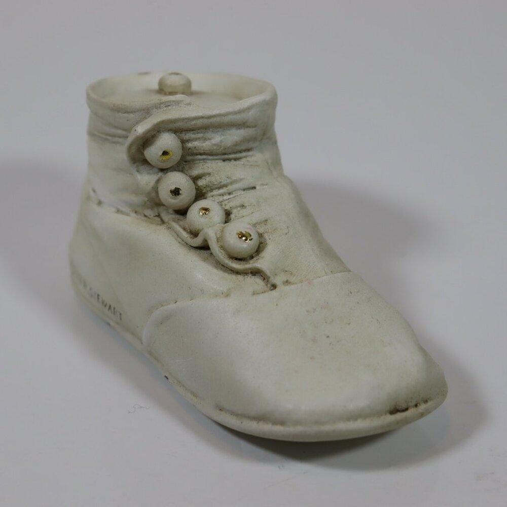 Baby Shoe Trinket Box Porcelain Realistic 2001 R. Stewart